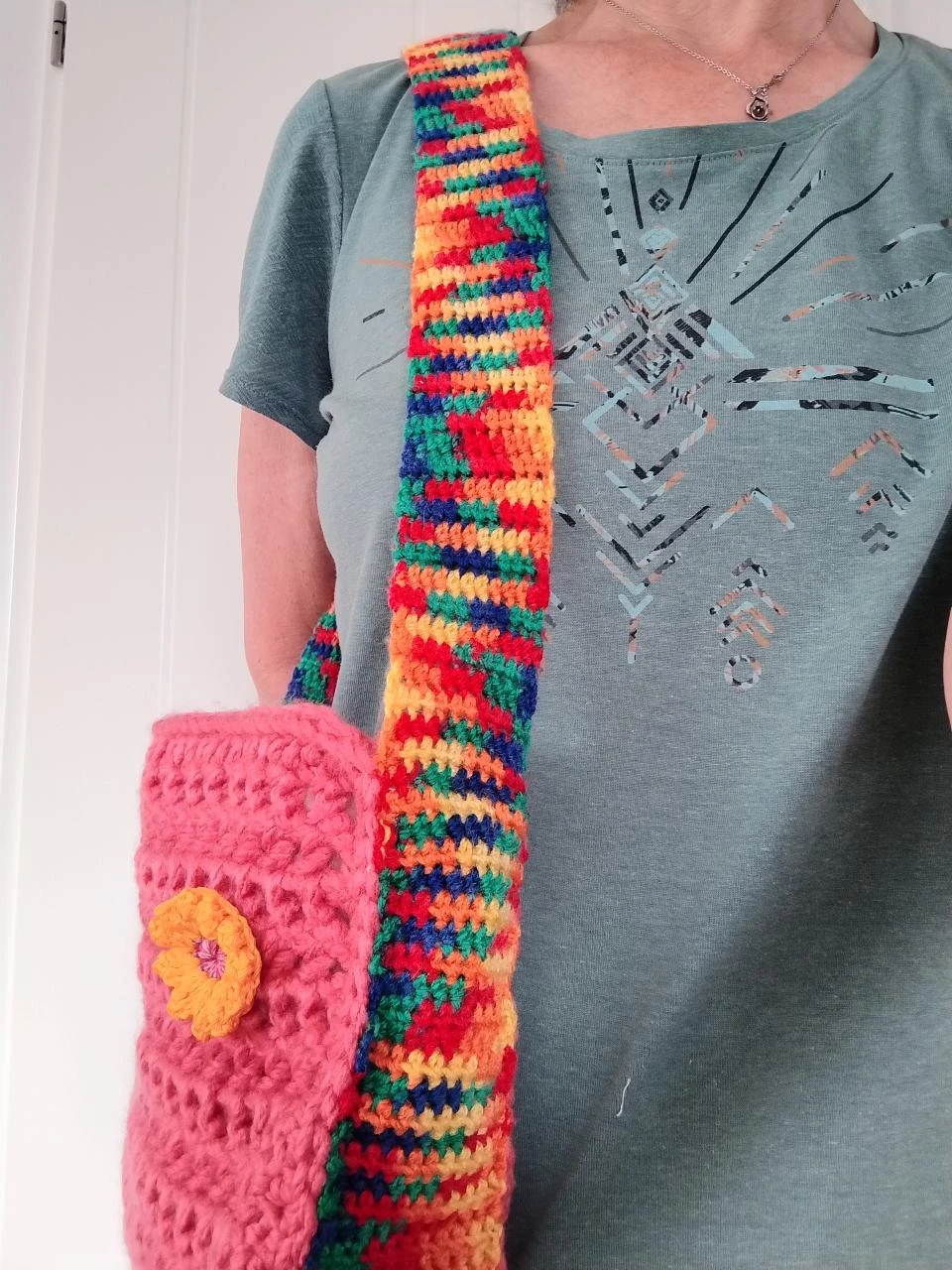 ✨Bolsa de ombro feita à mão cor rosa claro colorida espaçosa única – photo 6